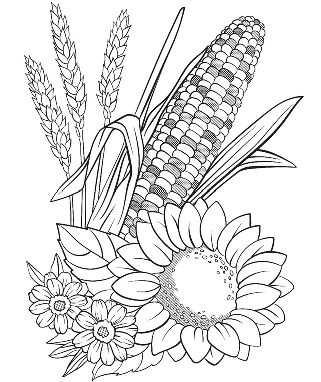 Corn and Flowers Coloring Page | crayola.com