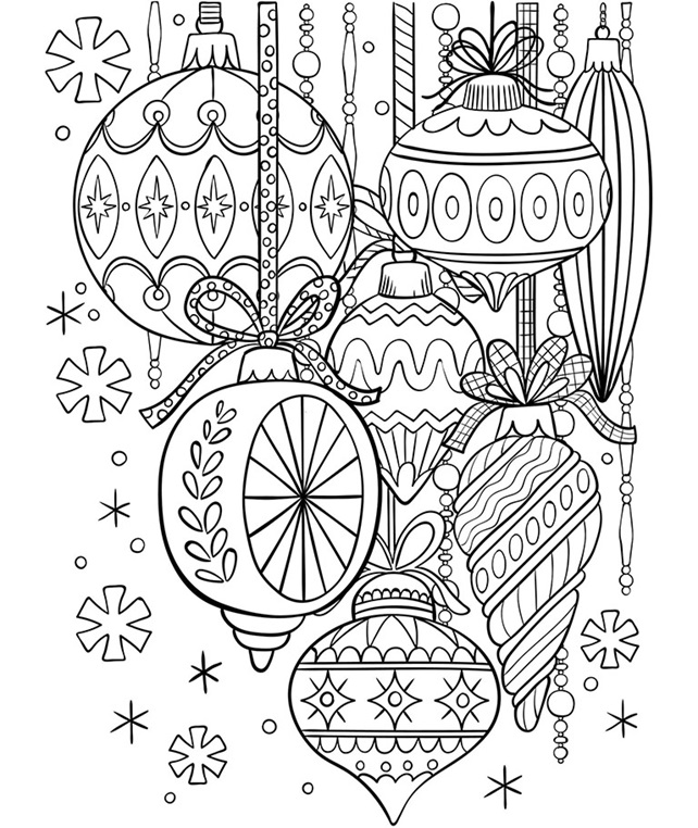 Classic Glass Ornaments Free Printable Coloring Page