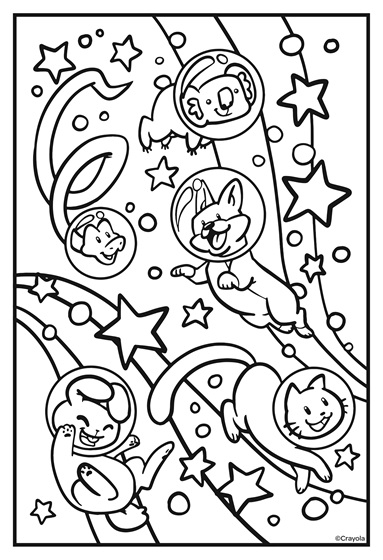 cosmic cats galaxy fun coloring page  crayola