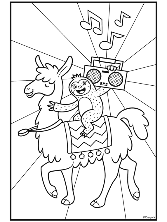 Llama Llama Coloring Page Sloths Love Llamas Boombox Coloring Page crayolacom