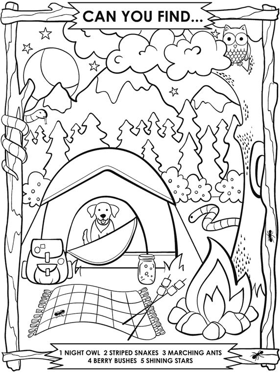 Download Camping Search and Find Coloring Page | crayola.com