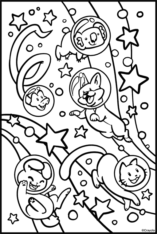 galactic cat coloring page