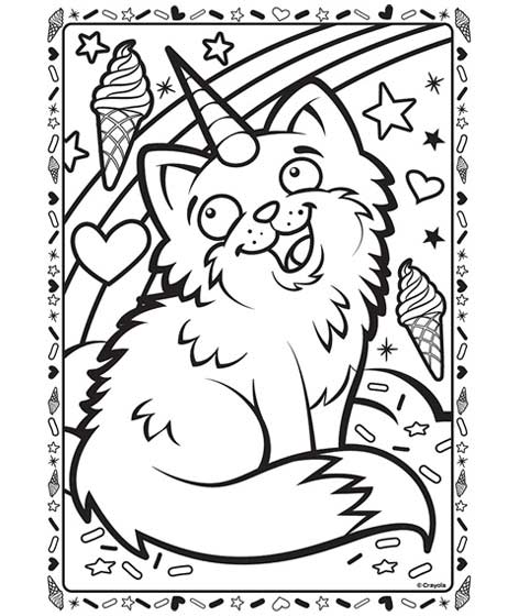 Coloring Page with Cat. Drawing Kids Game. Printable Activity