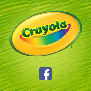 Crayola oval with rainbow smile and Facebook icon
