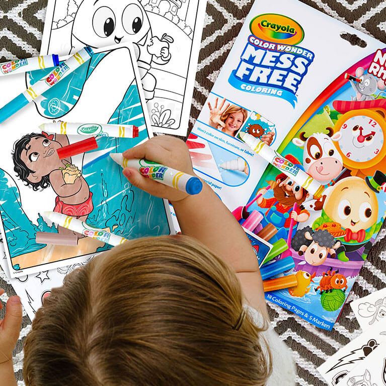 Kid coloring Moana and Nursery Rhymes pages