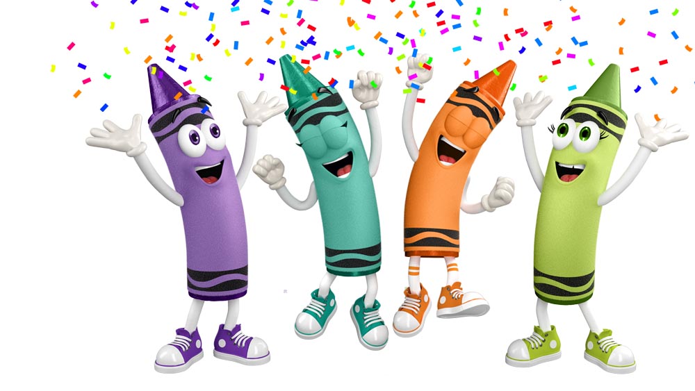 Crayons celeberating working at crayola