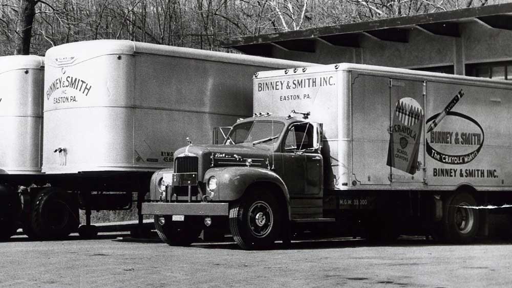 Historical image of Crayola trucks.