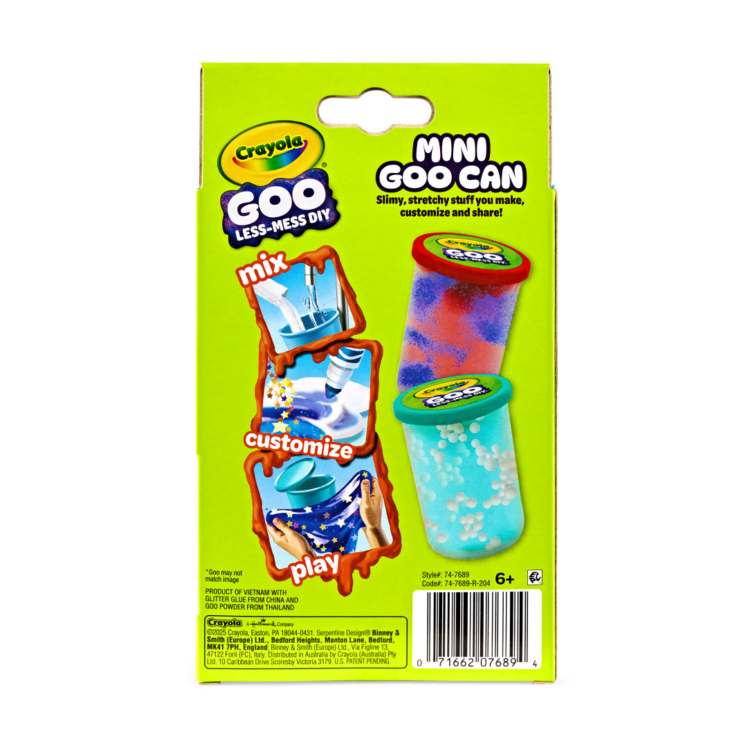 1 Ct Mini Goo Cans, PDQ of 6 back view.