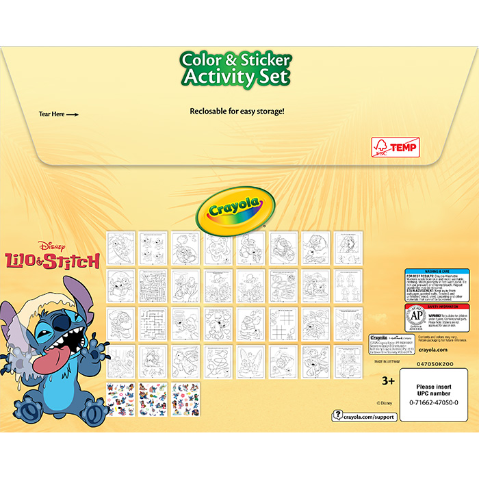 Colour & Sticker Activity Set, Lilo and Stitch back view