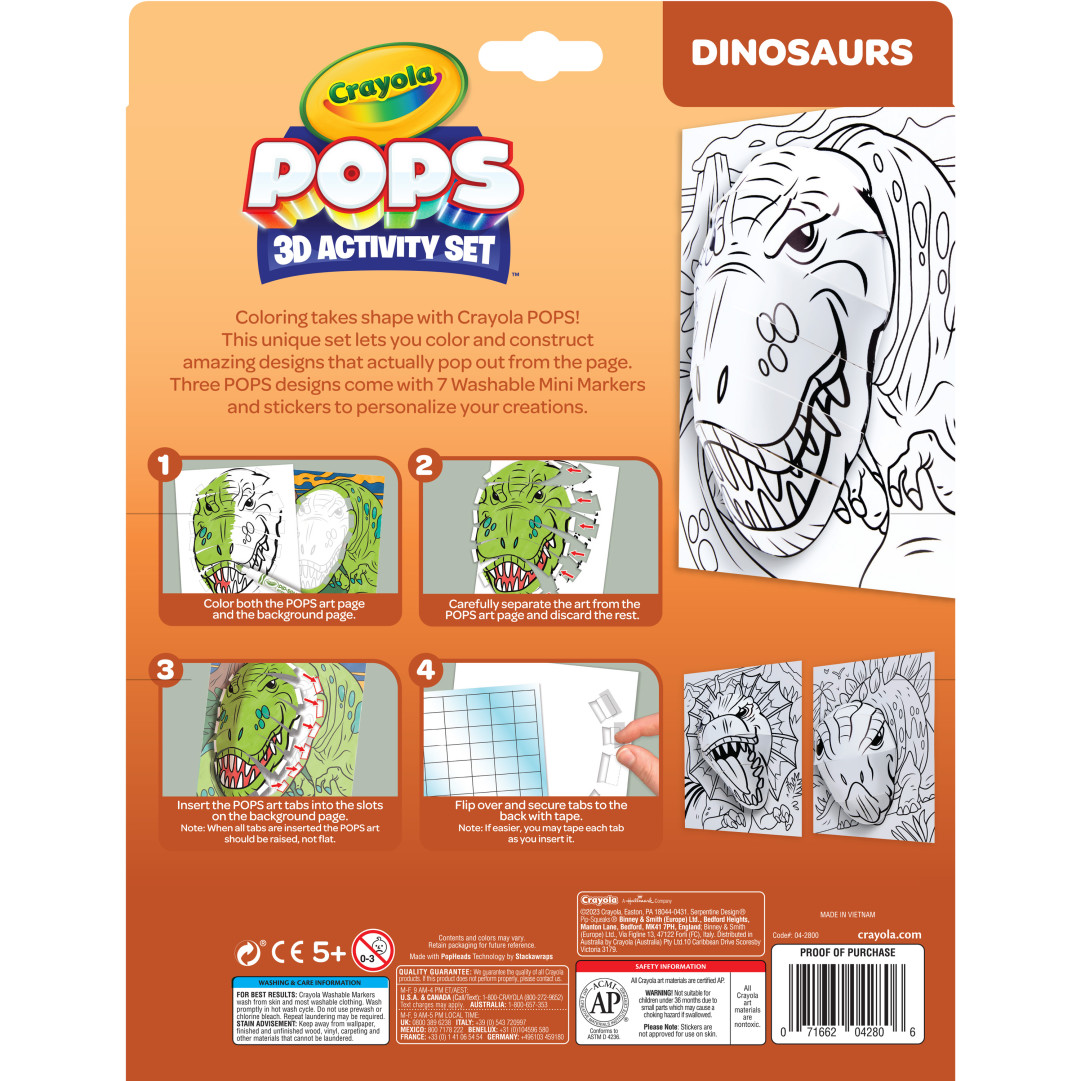 Crayola® POPS 3D Activity Set - Dinosaurs Back view