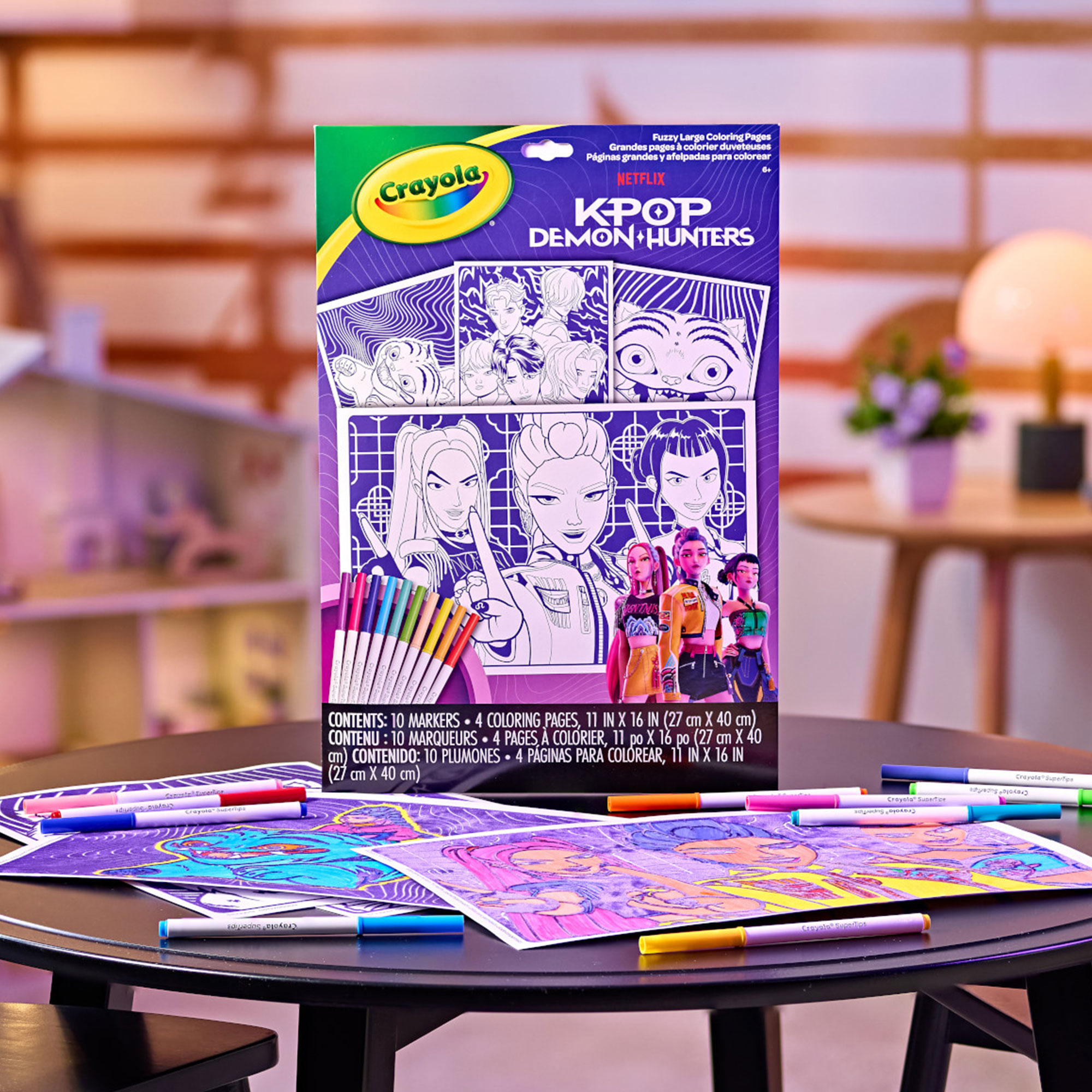 Crayola Kpop Demon Hunters Large Fuzzy Colouring Pages Kit
