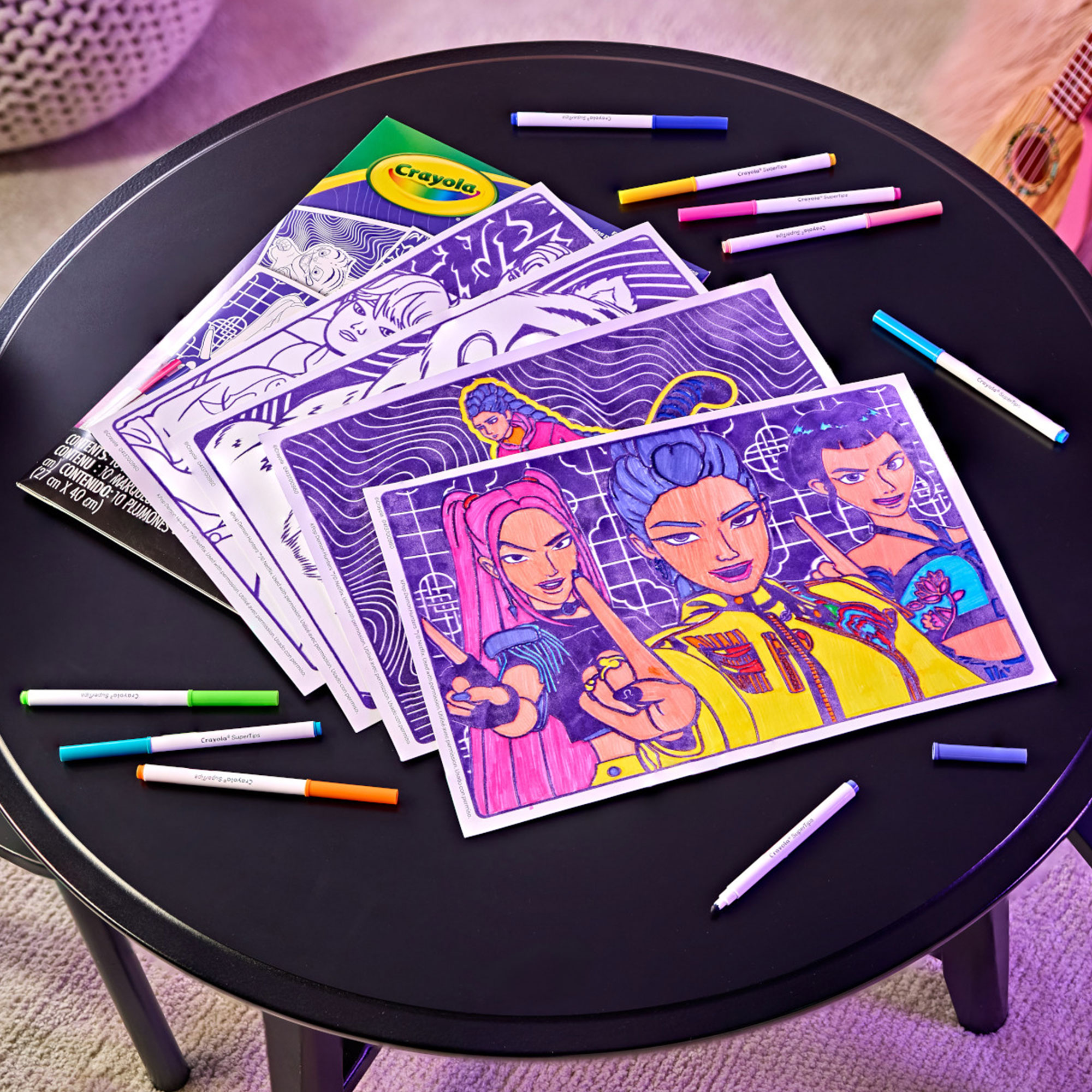 Crayola Kpop Demon Hunters Large Fuzzy Colouring Pages Kit
