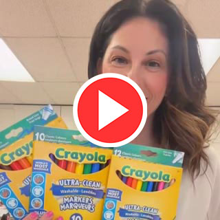 Teacher Miriana demonstrates Crayola Ultra Clean