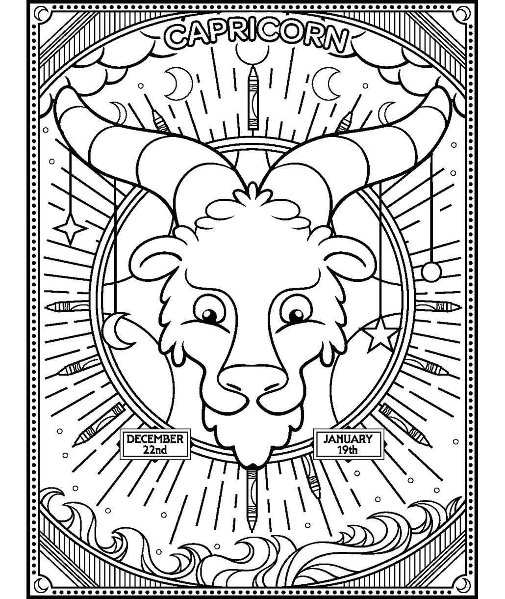 Capricon Zodiac Coloring sheet