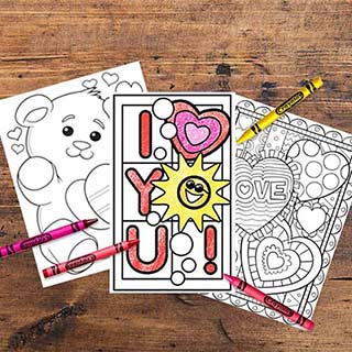 Valentine's Day free coloring page category navigation button