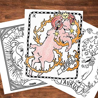 Zodiac coloring page category button