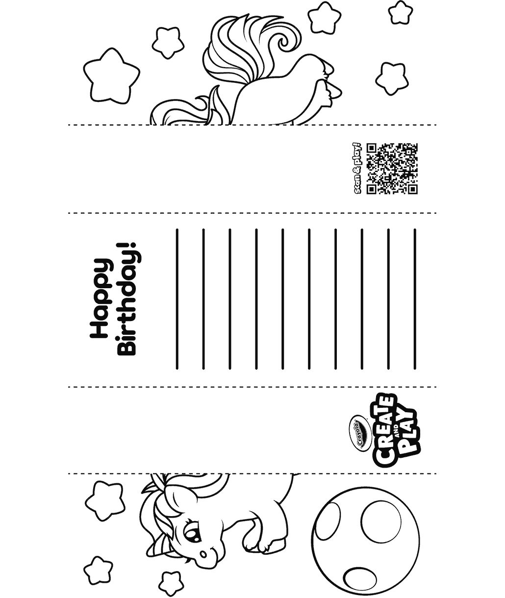 Create And Play Unicorn Birthday Foldable Card