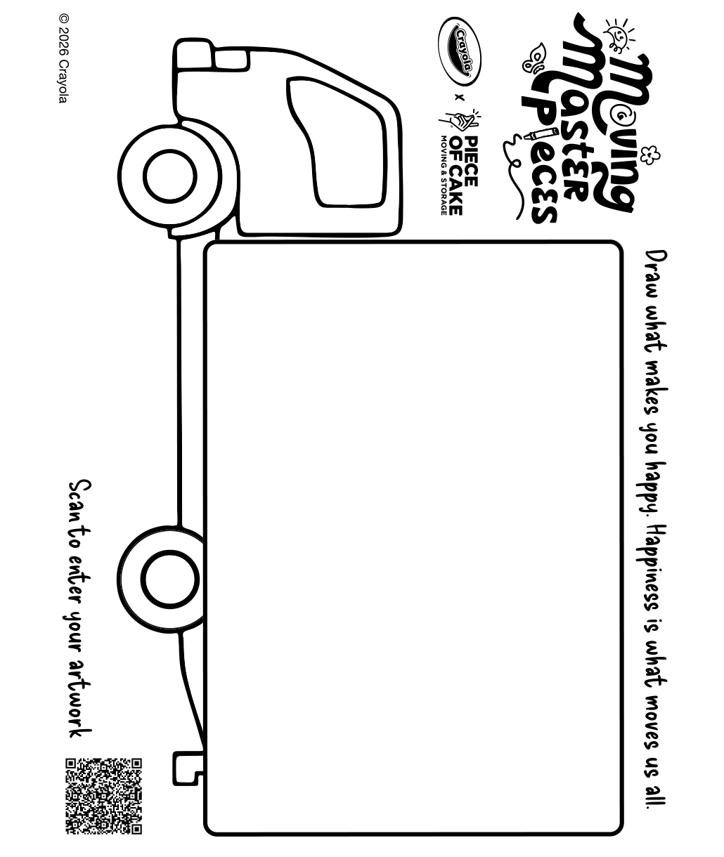 Moving masterpieces. Piece of Cake moving & storage coloring page.