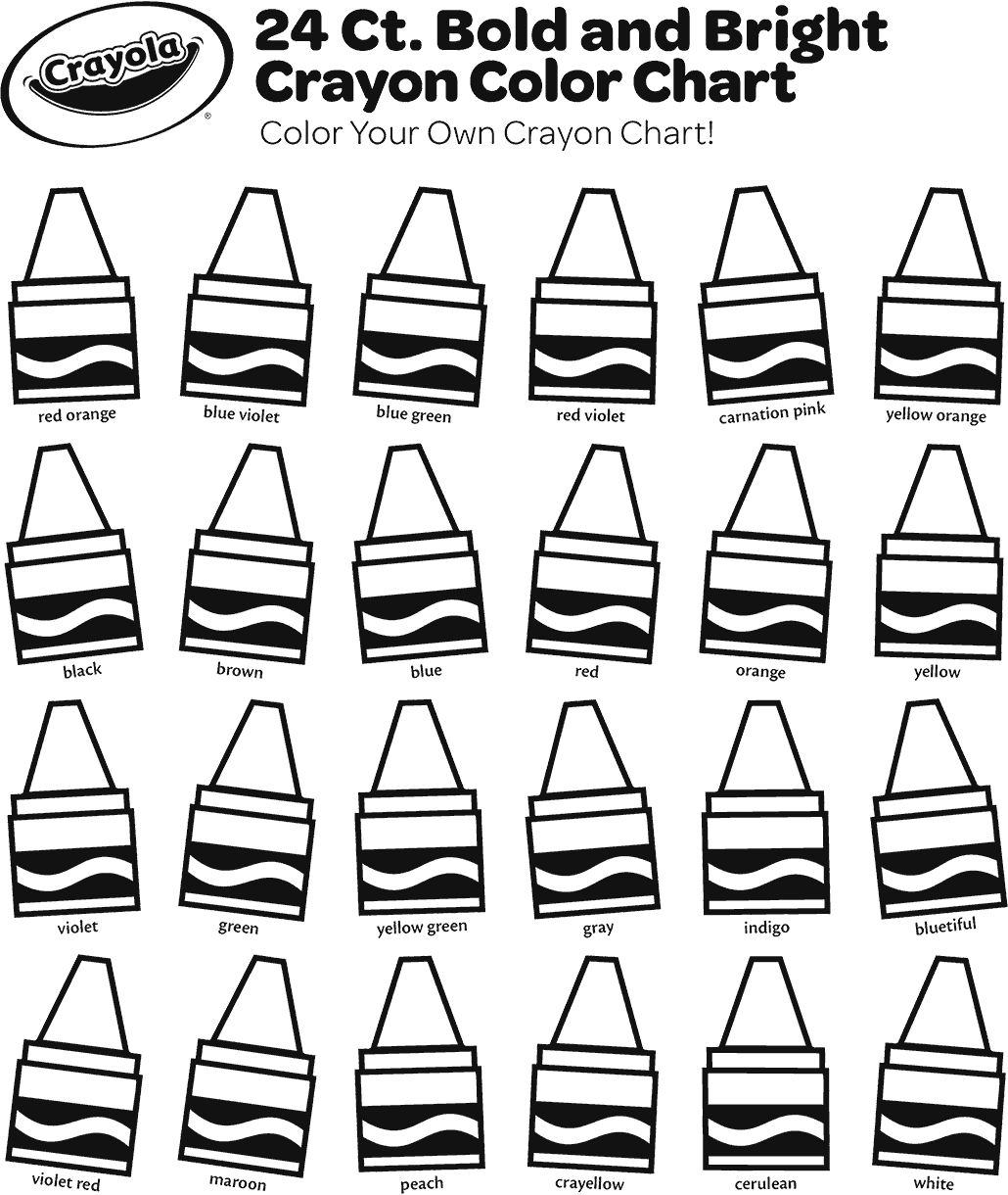 Color Your Own Bold and Bright Crayon Chart