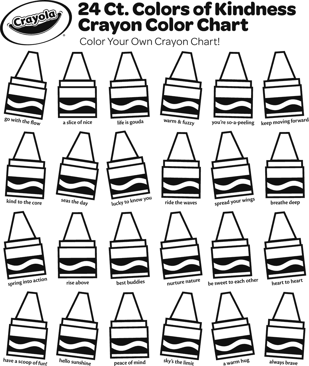 Color Your Own Colors of Kindness Crayon Chart
