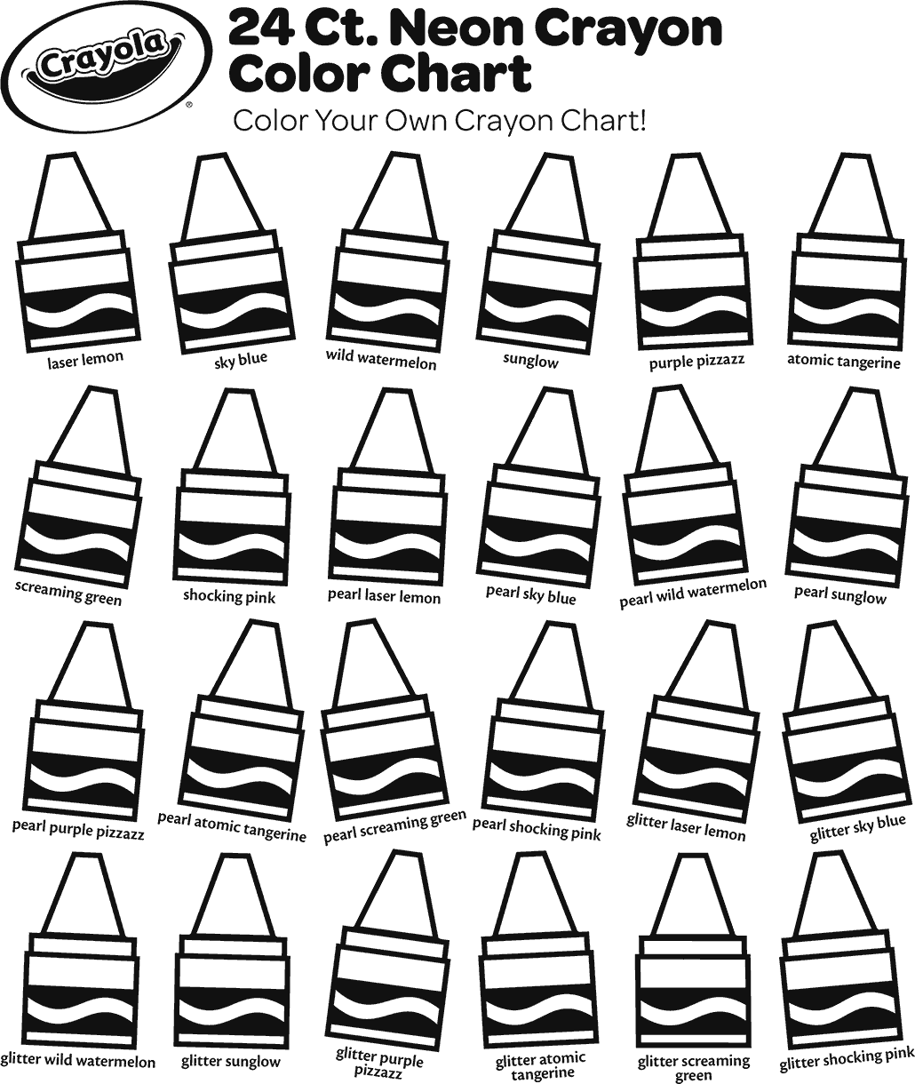 Color Your Own Neon Crayon Chart