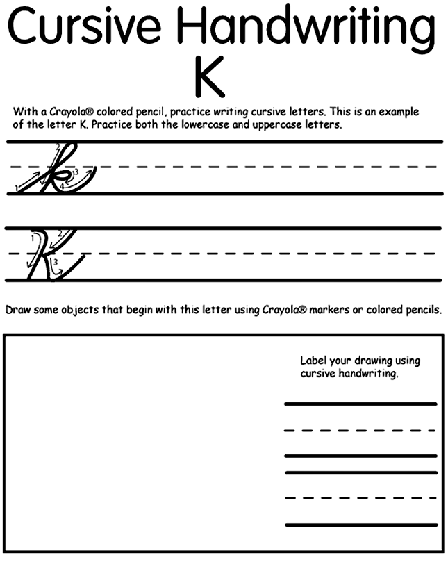 Writing Cursive K
