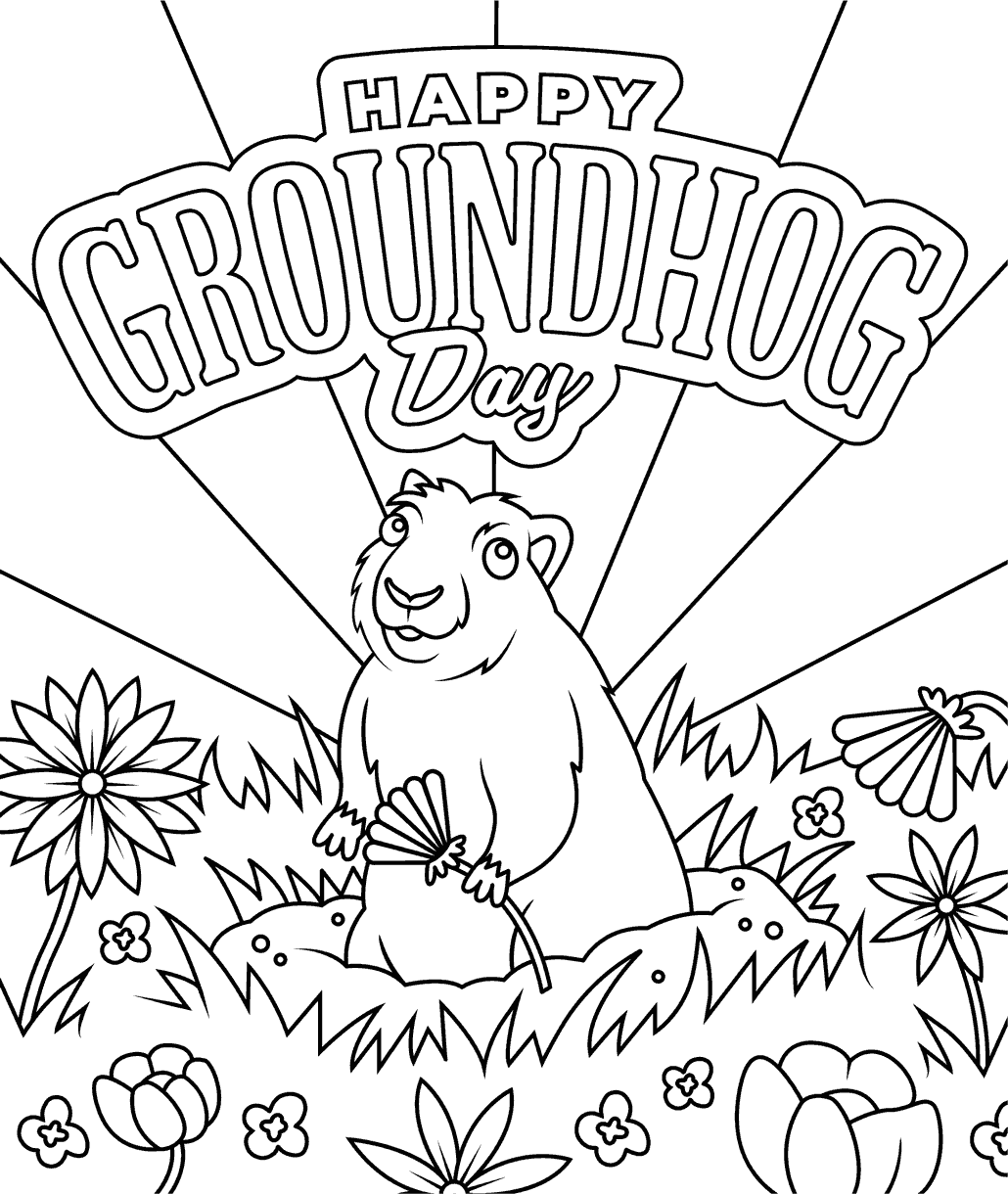 printable groundhog day coloring page for kids