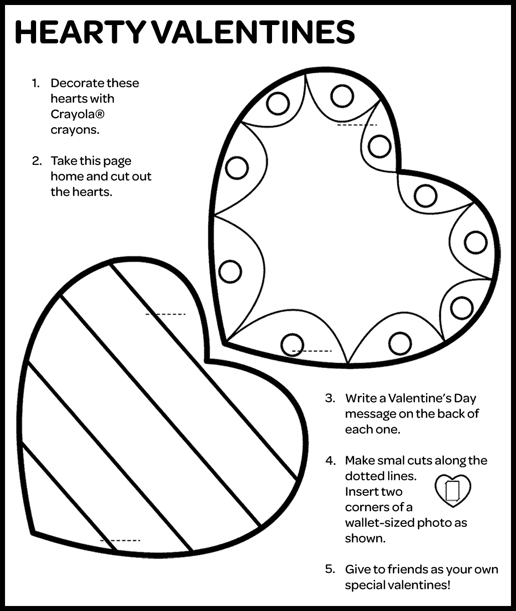 heart shaped valentines activity to cut out for coloring and decorating