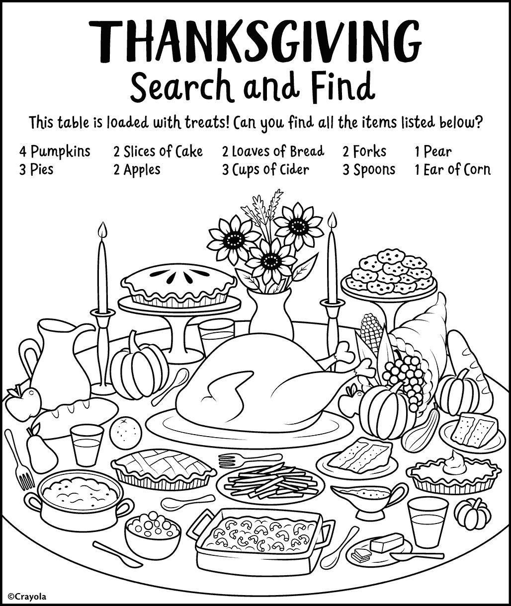 hidden object thanksgiving coloring page