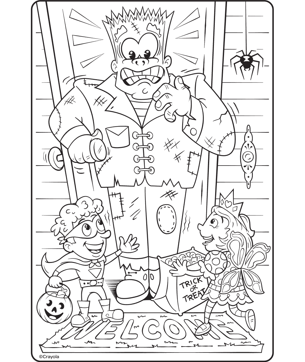 Página para colorear de Frankenstein de Halloween