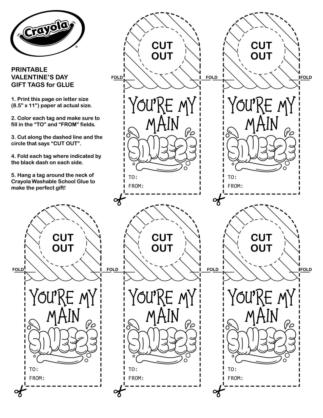 Valentine Printable Tags for School Glue