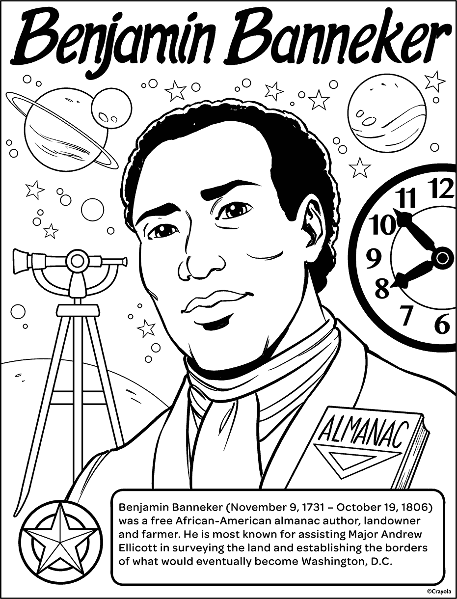 Benjamin Banneker Scientist Coloring sheet