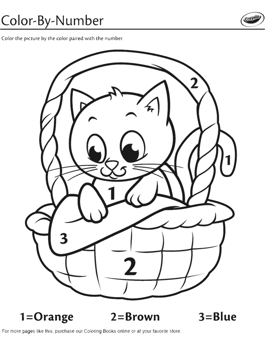 Kitten in a Basket Color-By-Number