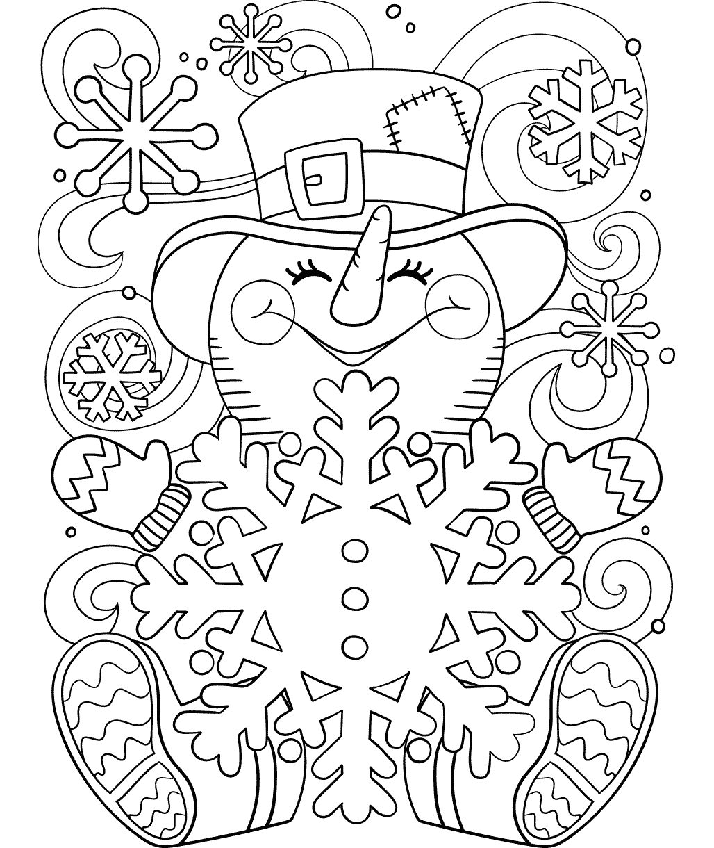 happy little snowman free printable coloring page