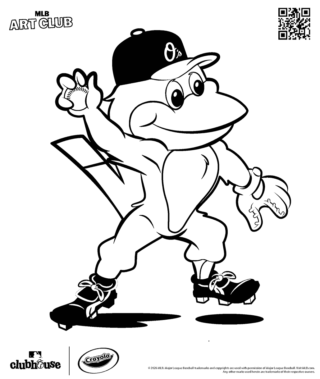 Baltimore Orioles mascot throwing the ball.