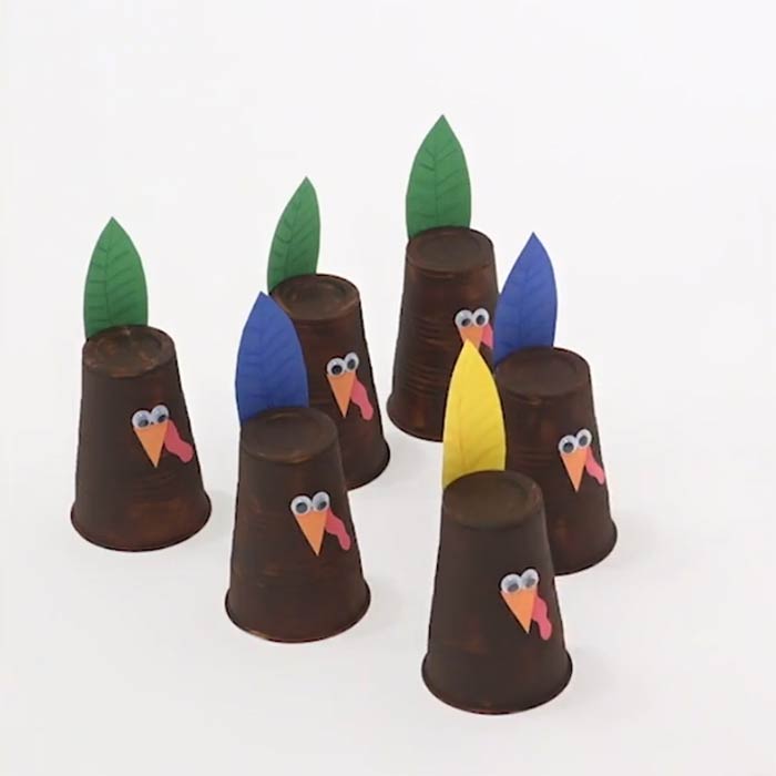 turkey bowling game craft. top left view of craft.