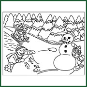 Story Creator Snowball Fight Coloring Page