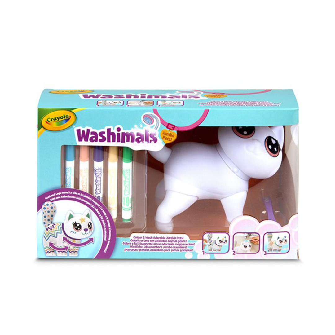 Washimals Jumbo Scribble Scrubbie, Jenny the Cat front view.