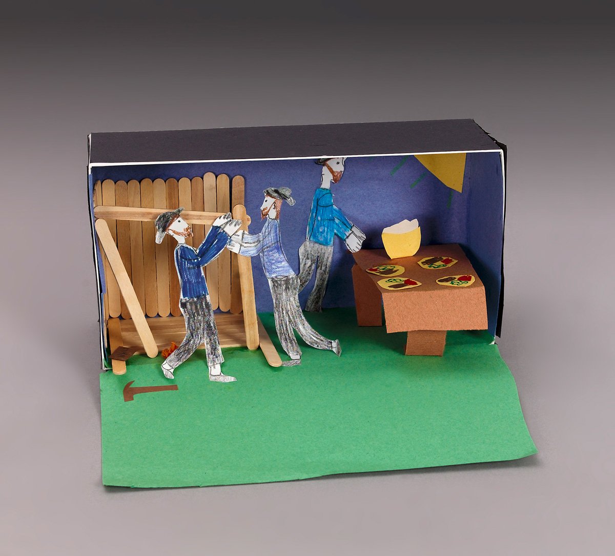 Amish Barn-Raising Diorama