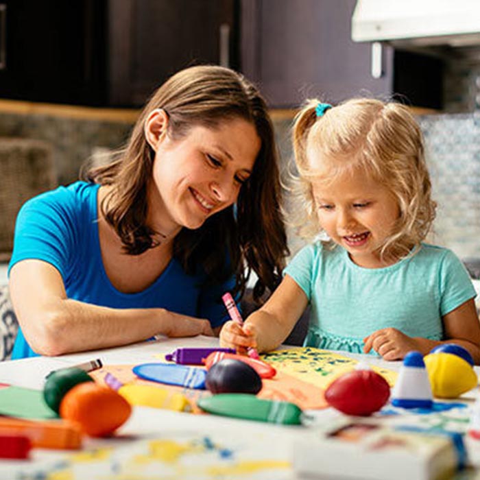 Mom and toddler coloring