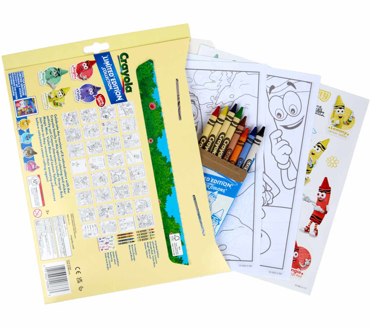 Limited Edition Coloring & Sticker Activity Set. Free Time. back view with contents.
