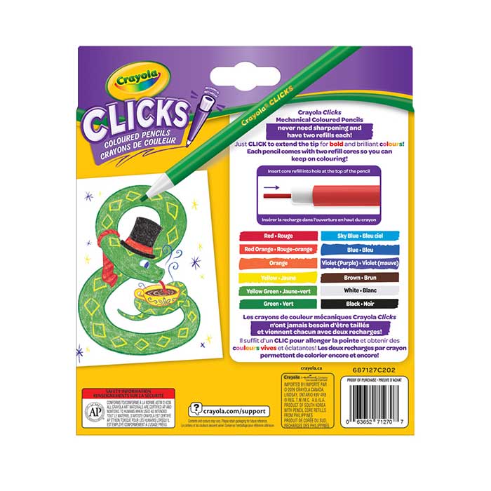 Crayola Clicks Mechanical Pencils 12 count Back view