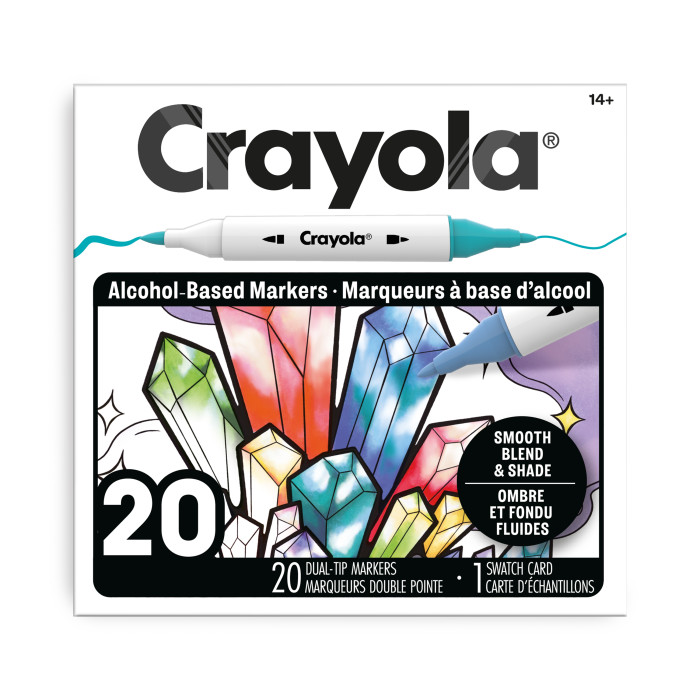 20 Count Dual-Tip Alcohol Marker Set - Fine & Chisel TipsFront view