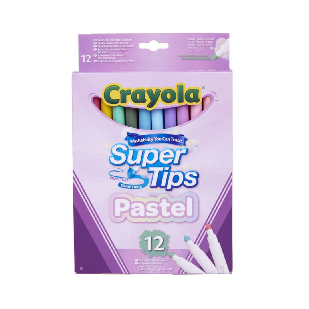 Pastel SuperTips Washable Markers, Pack of 12 front view.