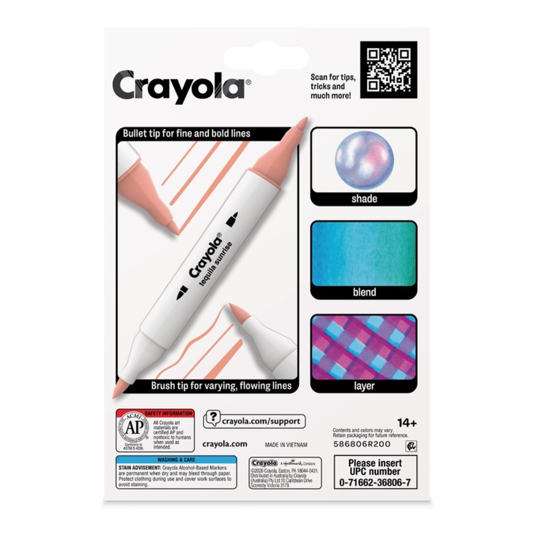 Crayola All Grown Up - Double Tip Alcohol-Based Markers - Sunset ColorsBack view