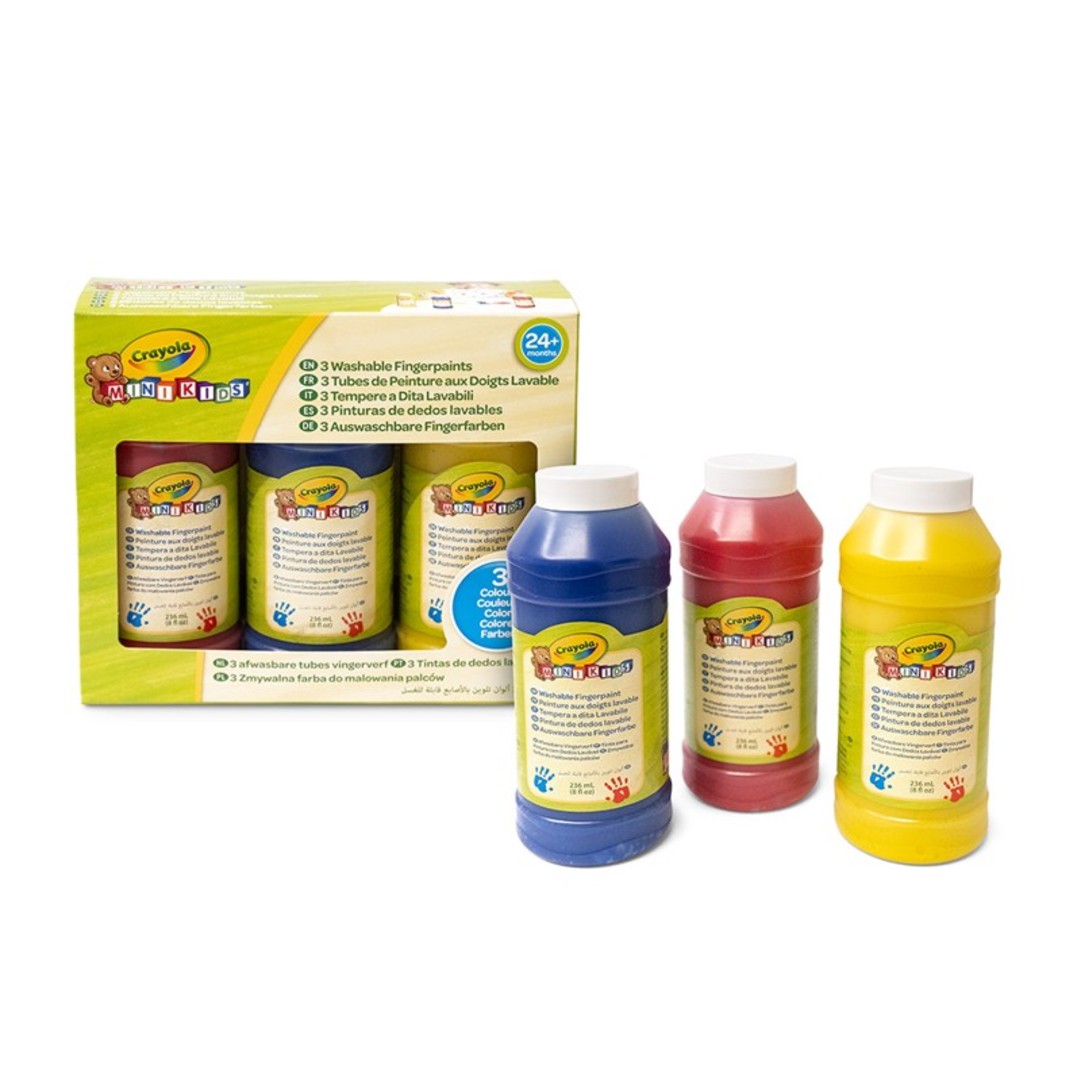 Mini Kids - 3 Tempere a dita lavabiliPackaging with contents