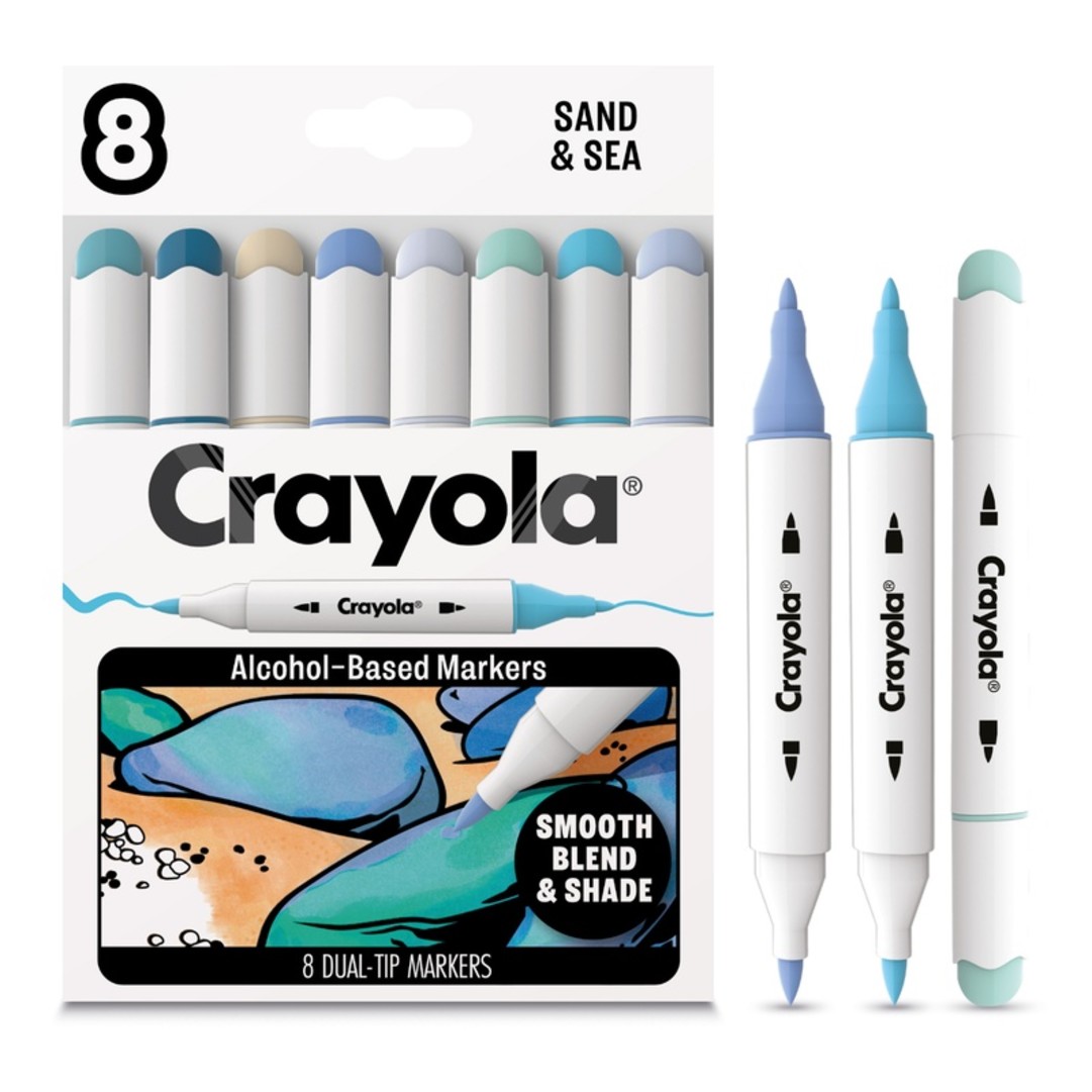 Crayola All Grown Up - Alcohol-based markers with double tip - Sand and Sea Colours 8pcsContents