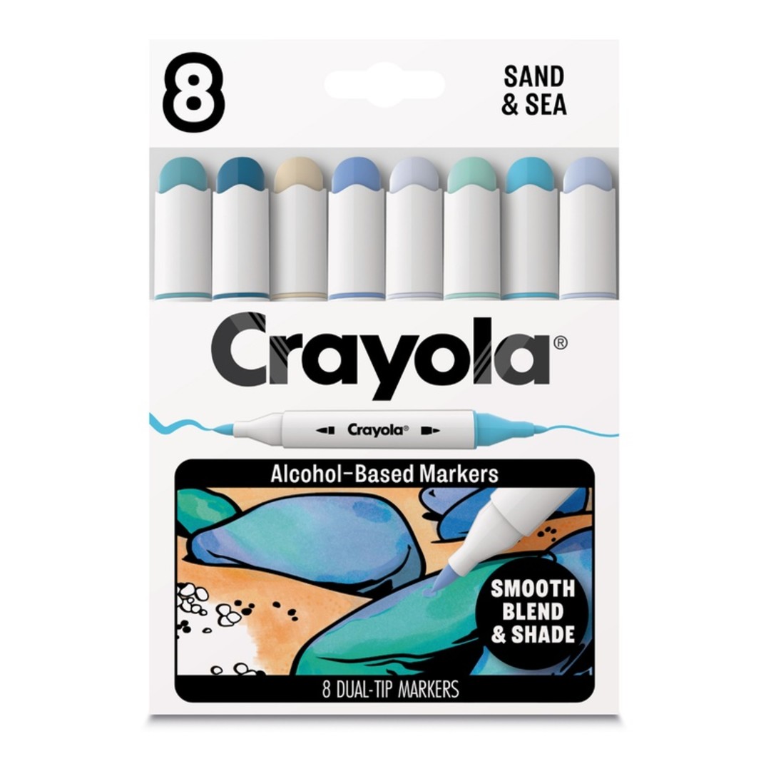 Crayola All Grown Up - Double Tip Alcohol-Based Markers - Sand and Sea Colors 8pcsFront view