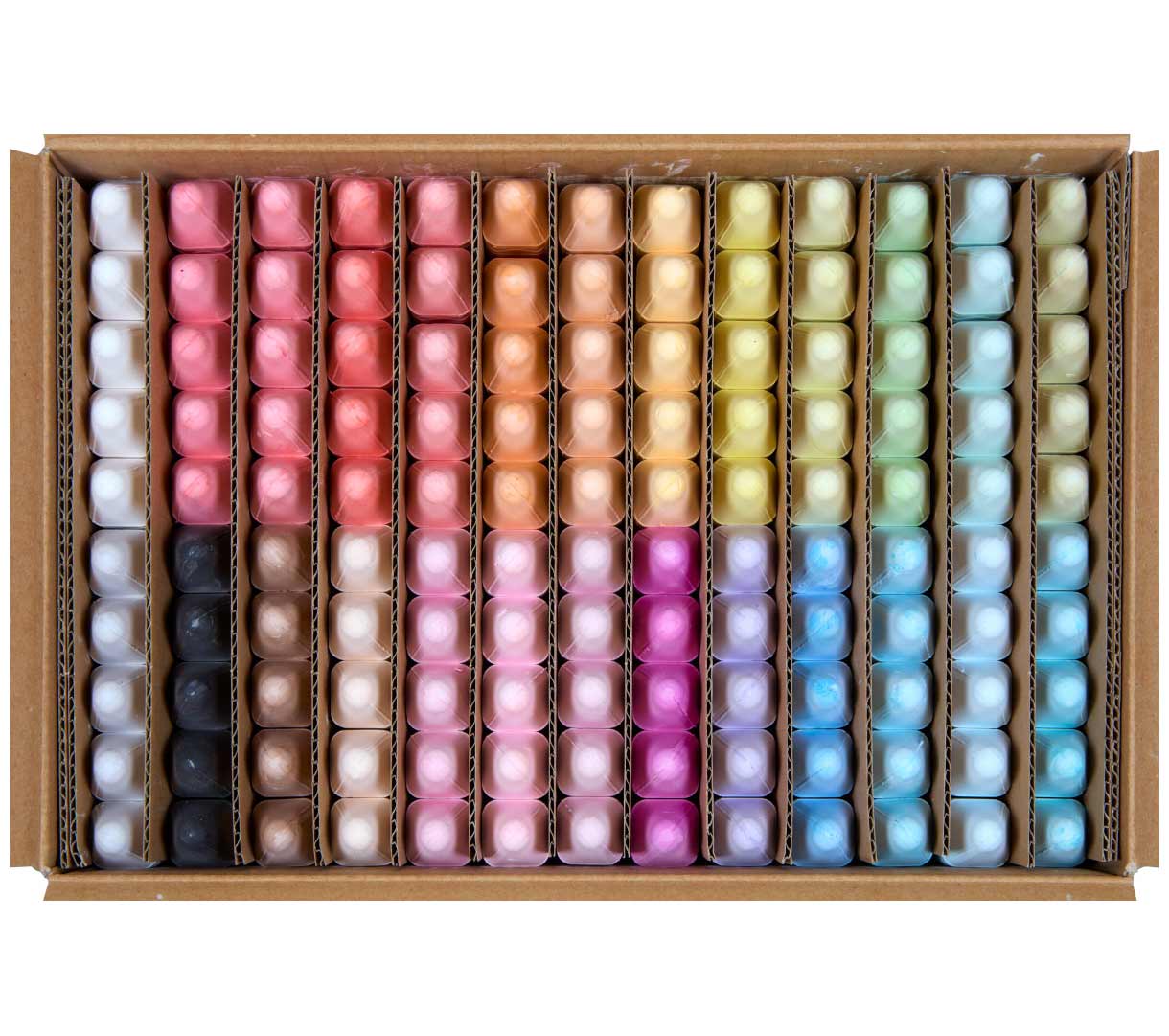 Washable Sidewalk Chalk  130 count close up of open box