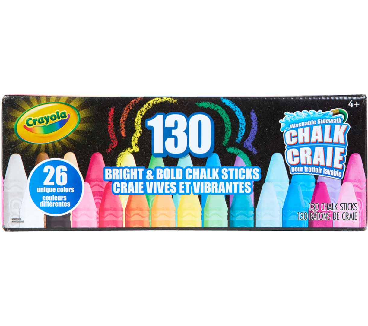 Washable Sidewalk Chalk  130 count front view